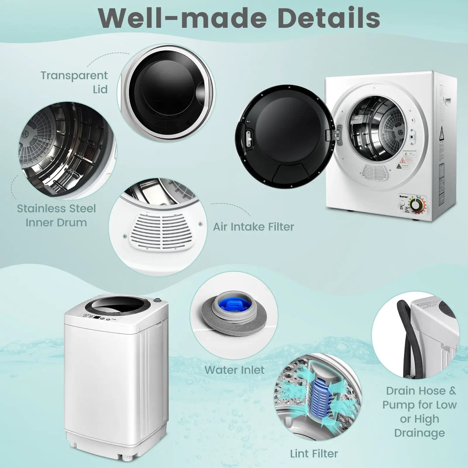Electric Laundry Dryer and Full-Automatic Washing Machine Combo by DirectDeals