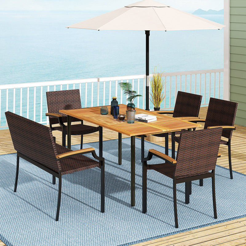 6 Pieces Outdoor Dining Set with Umbrella Hole by DirectDeals