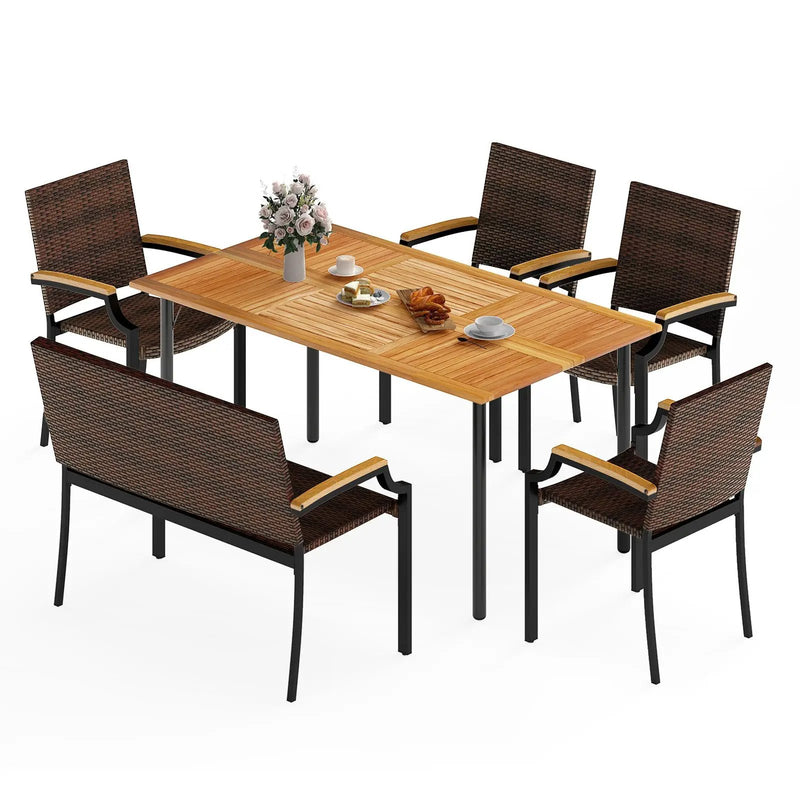 6 Pieces Outdoor Dining Set with Umbrella Hole by DirectDeals