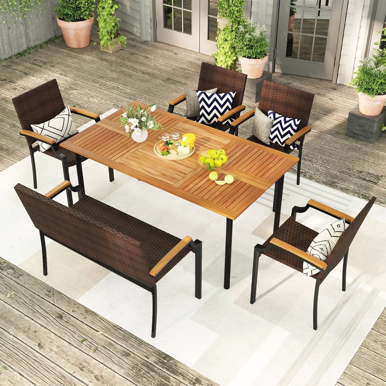 6 Pieces Outdoor Dining Set with Umbrella Hole by DirectDeals