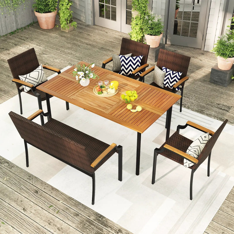6 Pieces Outdoor Dining Set with Umbrella Hole by DirectDeals