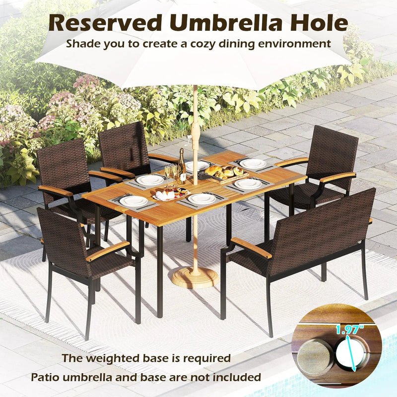 6 Pieces Outdoor Dining Set with Umbrella Hole by DirectDeals