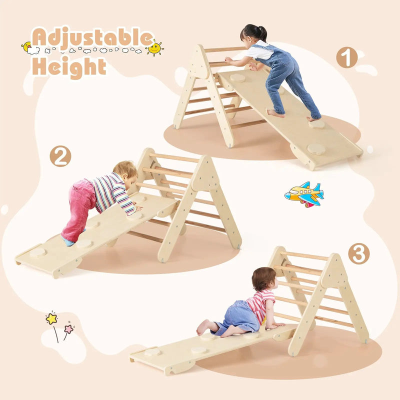 7-in-1 Pikler Triangle Set with 6-Piece Foam Blocks for Toddlers Indoor Playground by DirectDeals