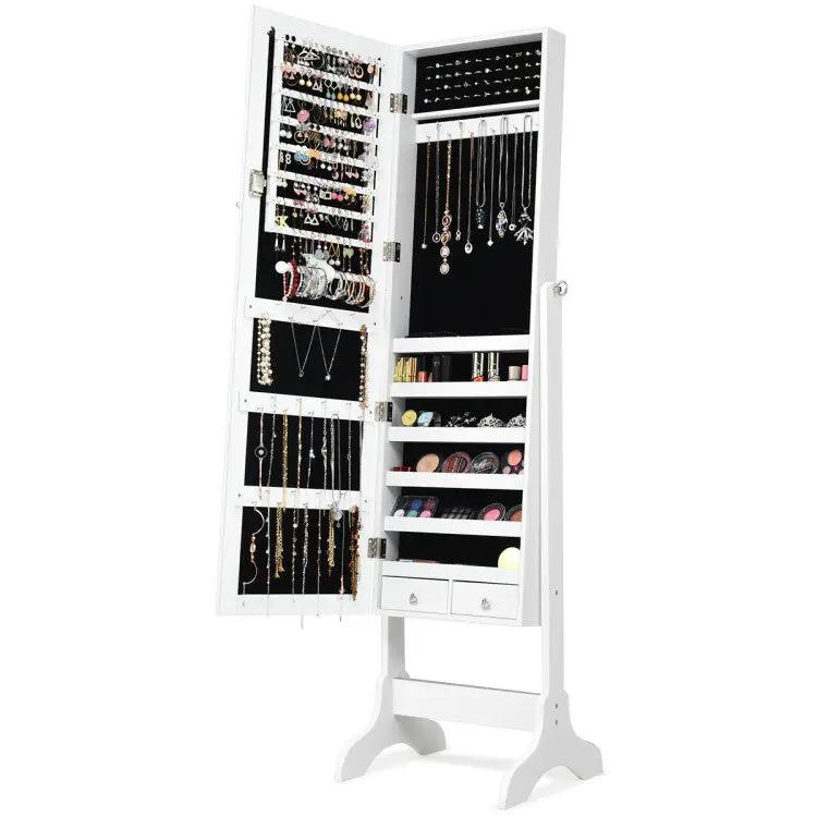 Bedroom Set with Lockable Mirrored Jewelry Cabinet and Vanity Desk by DirectDeals