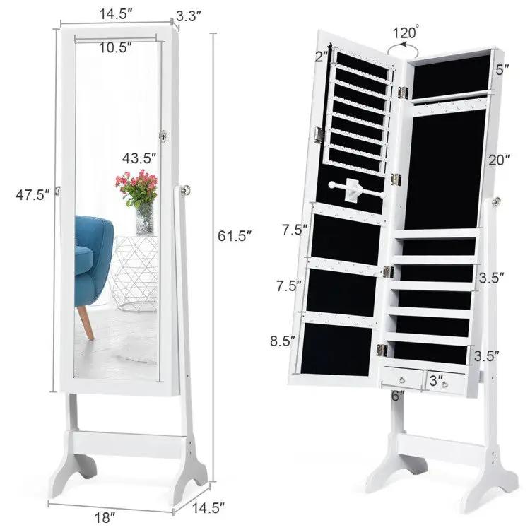 Bedroom Set with Lockable Mirrored Jewelry Cabinet and Vanity Desk by DirectDeals