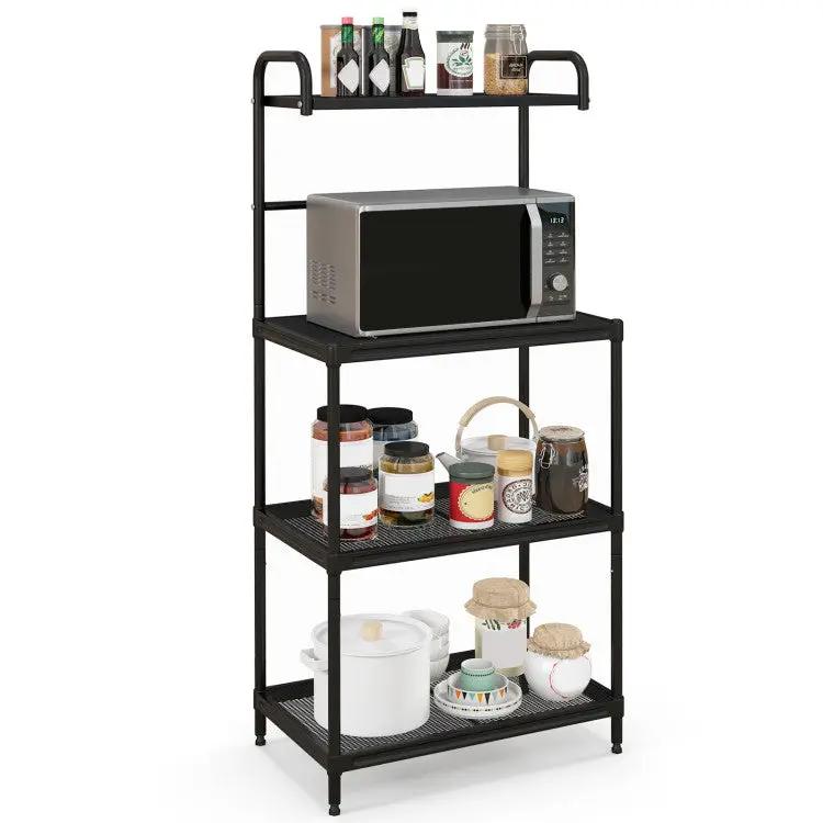 Kitchen Organization with 4-Tier Kitchen Microwave Storage Rack and Trash Can by DirectDeals
