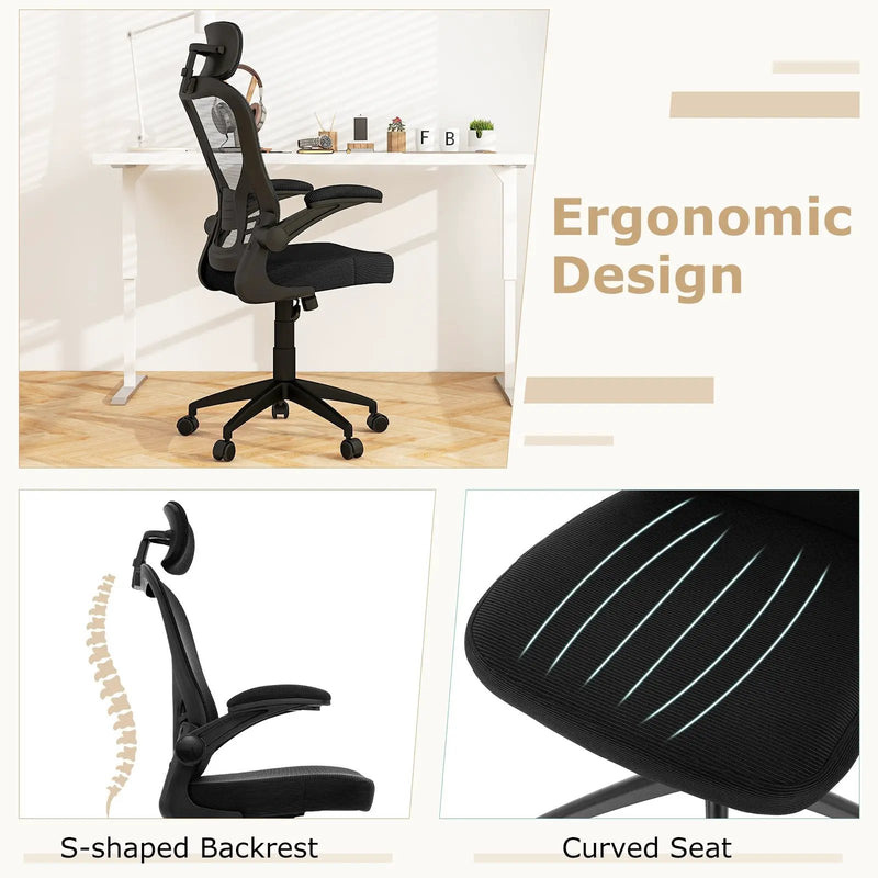 Black 48 inch Computer Desk and Ergonomic Mesh Office Chair Bundle for Home Office by DirectDeals
