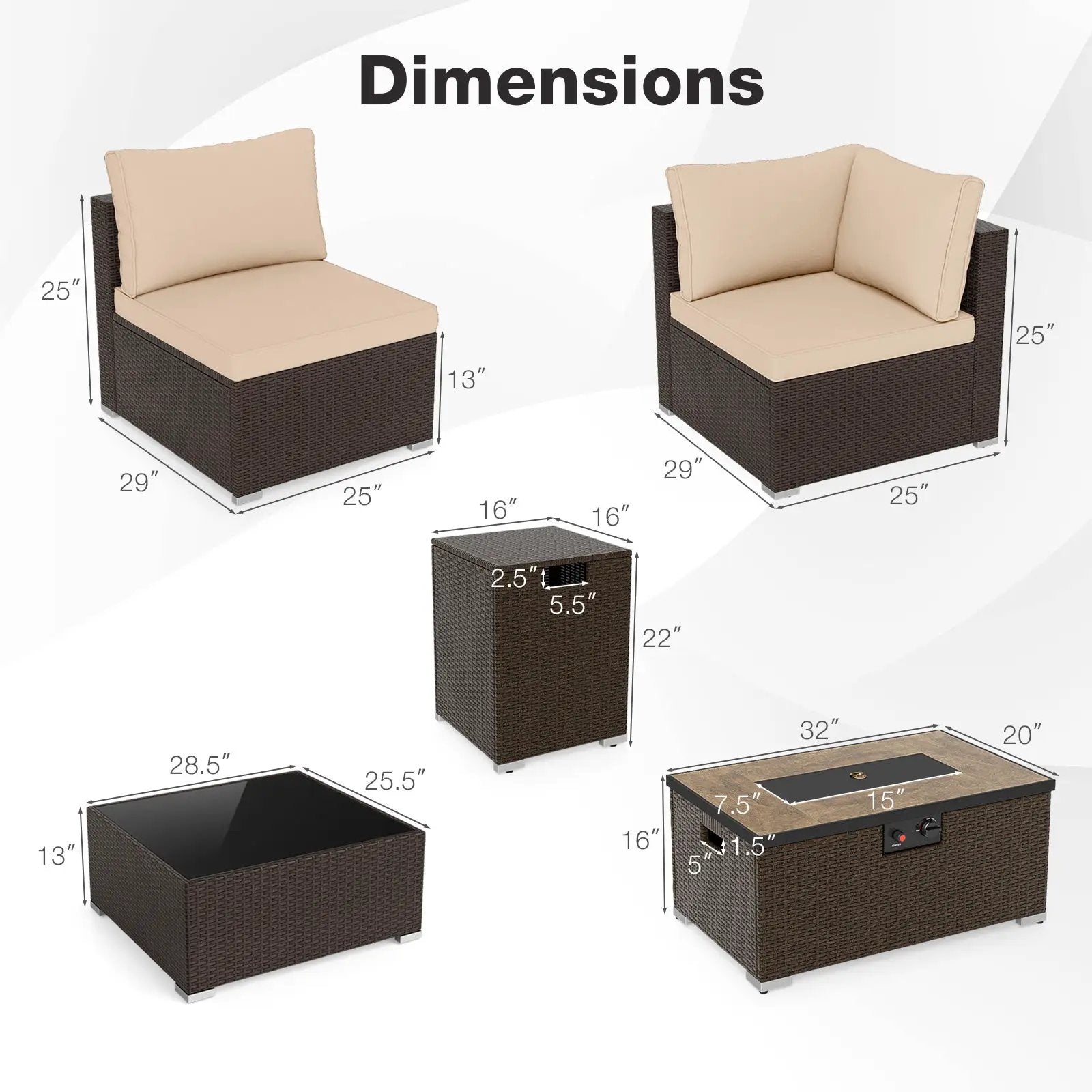 Outdoor PE Rattan Conversation Set with 32‚Äù Propane Fire Pit Table and Tank Holder by DirectDeals