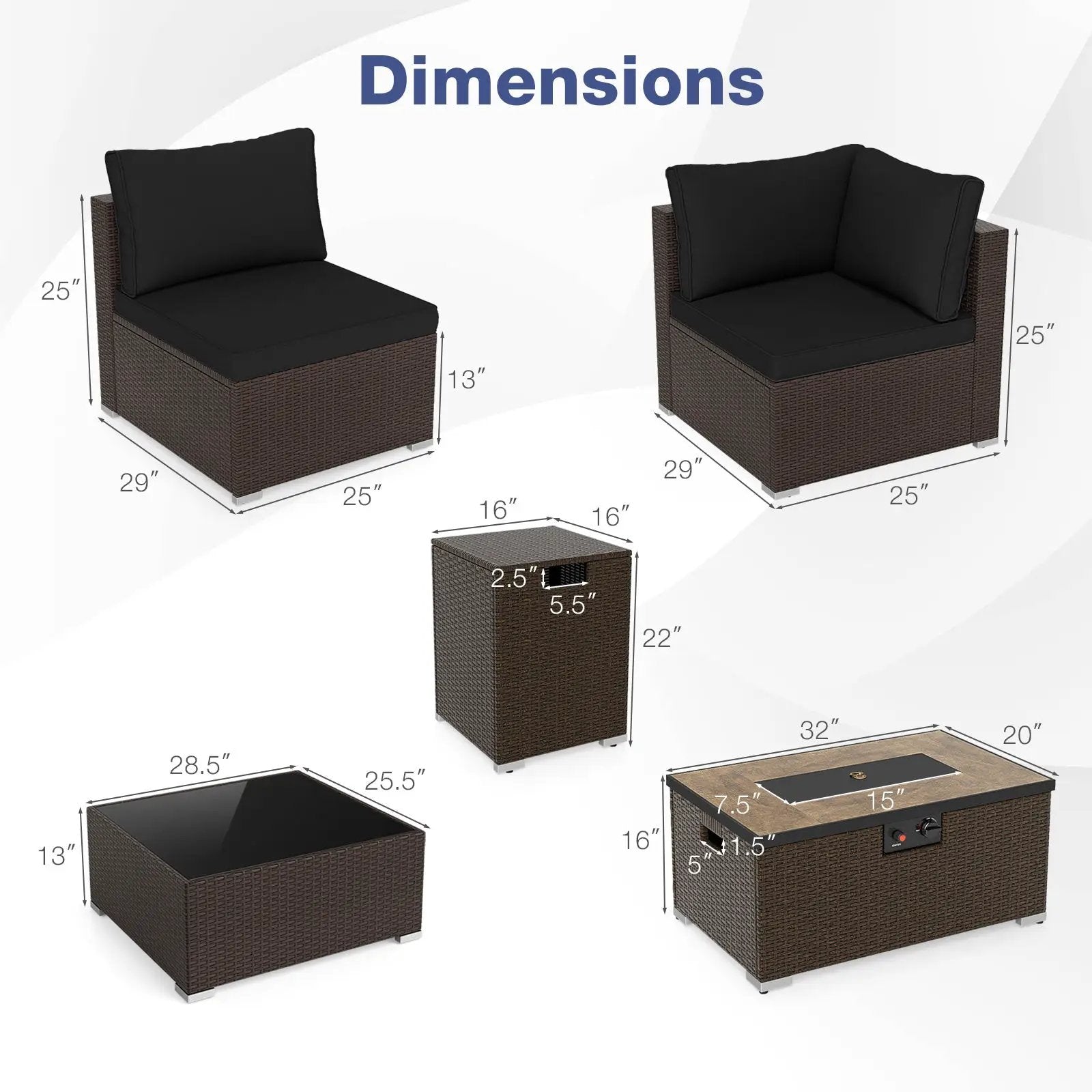 Outdoor PE Rattan Conversation Set with 32‚Äù Propane Fire Pit Table and Tank Holder by DirectDeals