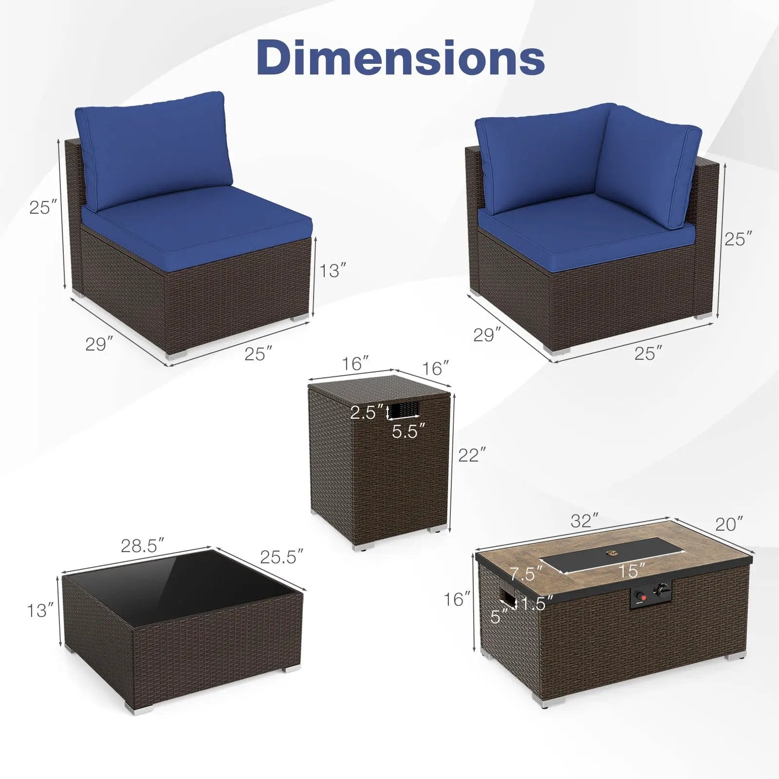Outdoor PE Rattan Conversation Set with 32‚Äù Propane Fire Pit Table and Tank Holder by DirectDeals