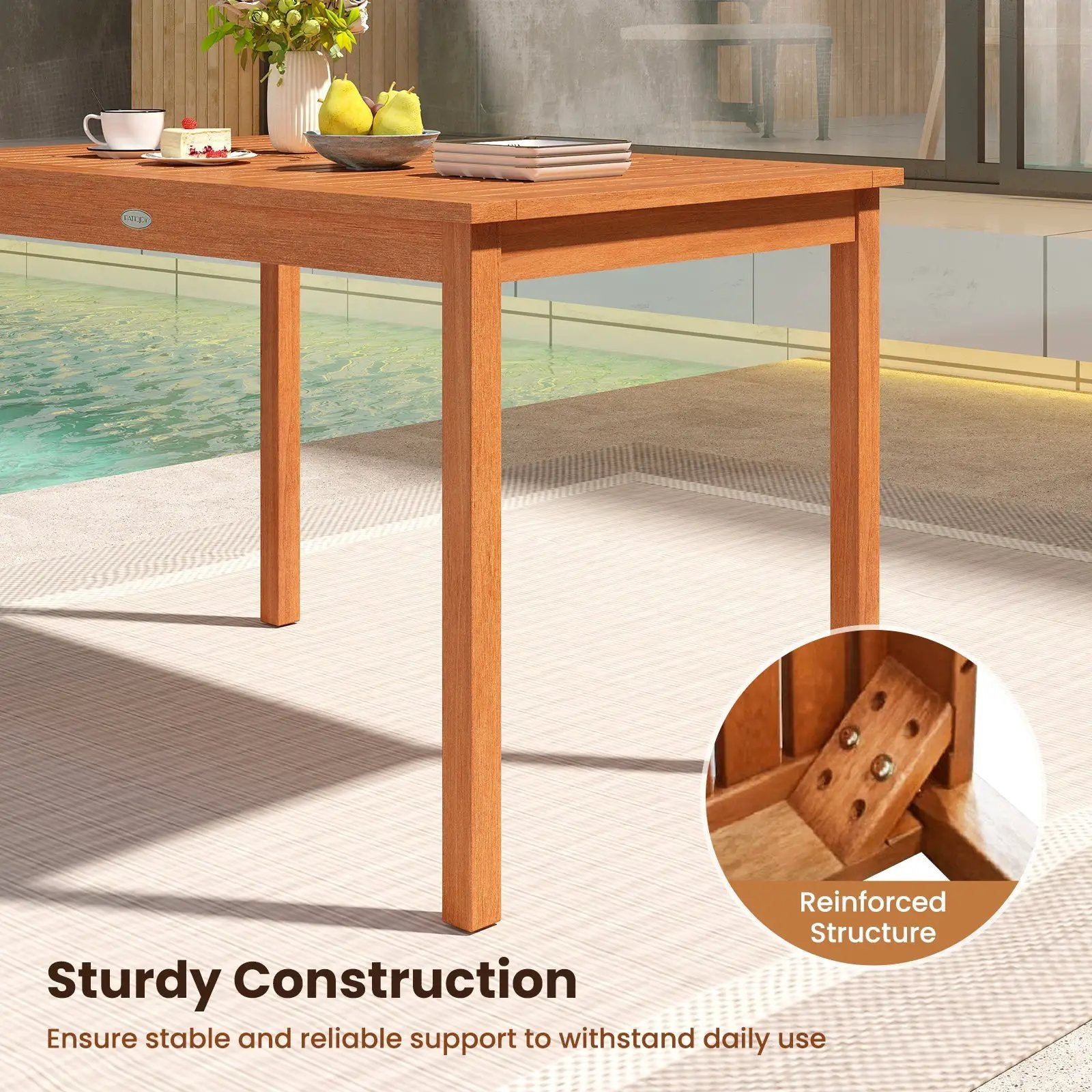 5 Pieces Patio Wood Dining Set Outdoor Rectangular Table and Chairs by DirectDeals