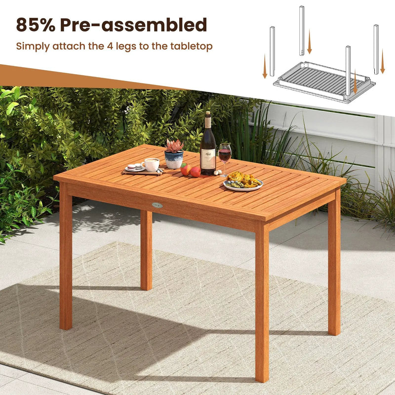 5 Pieces Patio Wood Dining Set Outdoor Rectangular Table and Chairs by DirectDeals