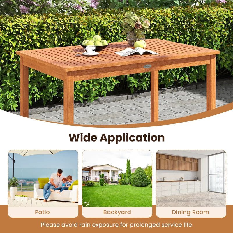 5 Pieces Patio Wood Dining Set Outdoor Rectangular Table and Chairs by DirectDeals