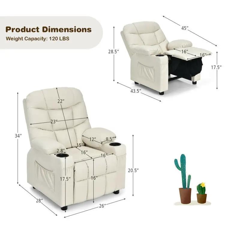 6.5FT Pre-Lit Christmas Tree & Beige Kids Recliner Chair Set Cozy Holiday Bundle by DirectDeals