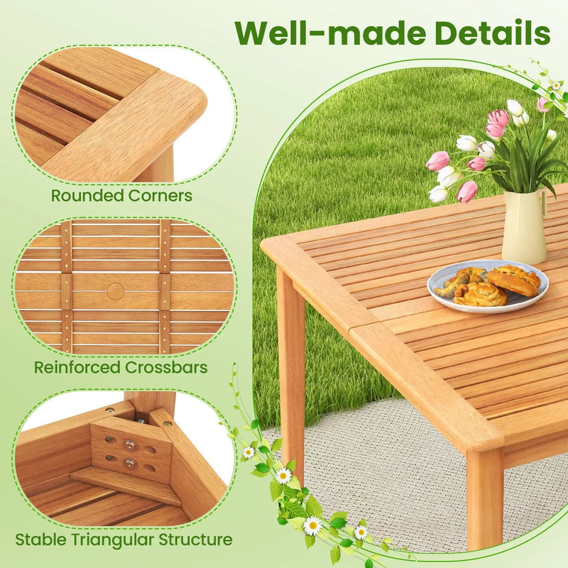 5-Pieces Patio Dining Table Set Wood Square Dining Table with 4 Chairs and Slatted Tabletop by DirectDeals