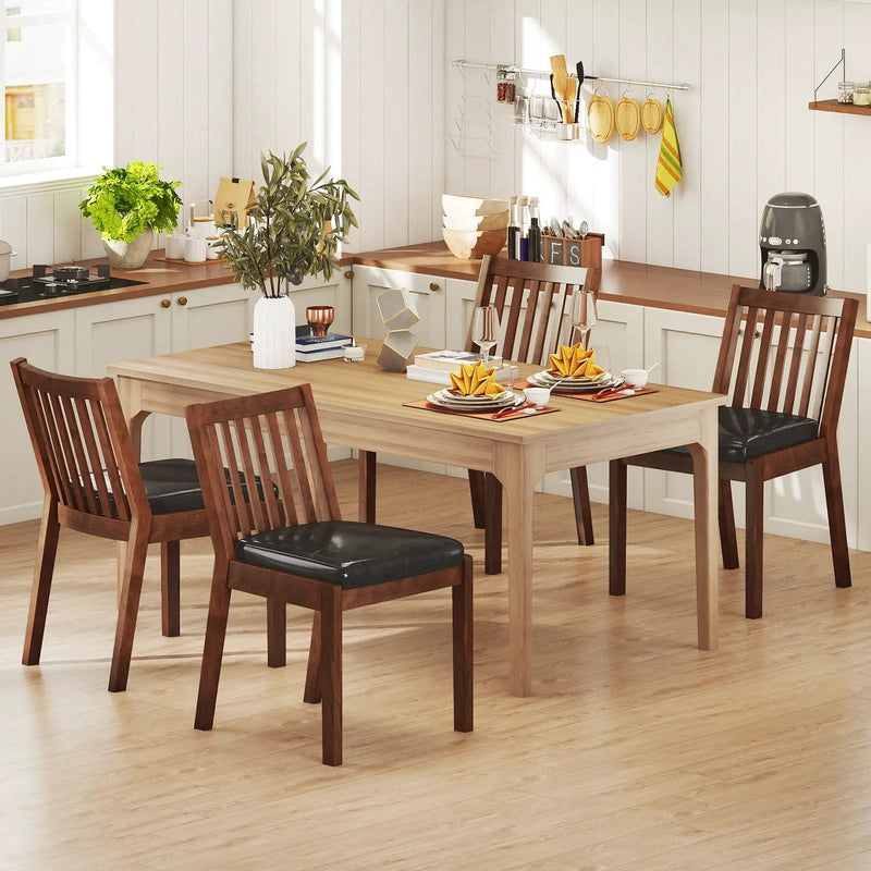 PU Leather Upholstered Dining Chair with Padded Seat Set of 4-Espresso by DirectDeals