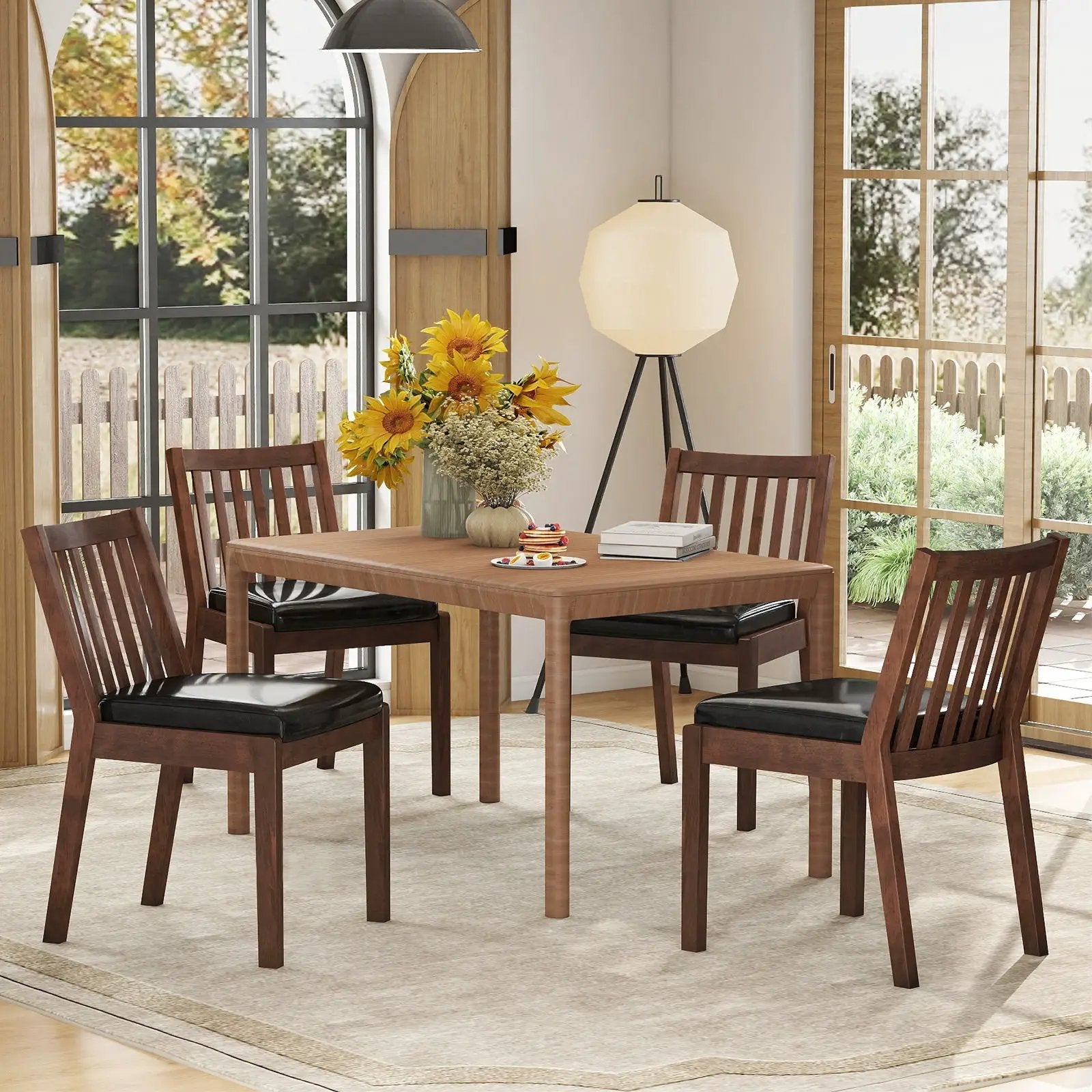 PU Leather Upholstered Dining Chair with Padded Seat Set of 4-Espresso by DirectDeals