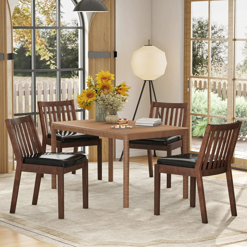 PU Leather Upholstered Dining Chair with Padded Seat Set of 4-Espresso by DirectDeals