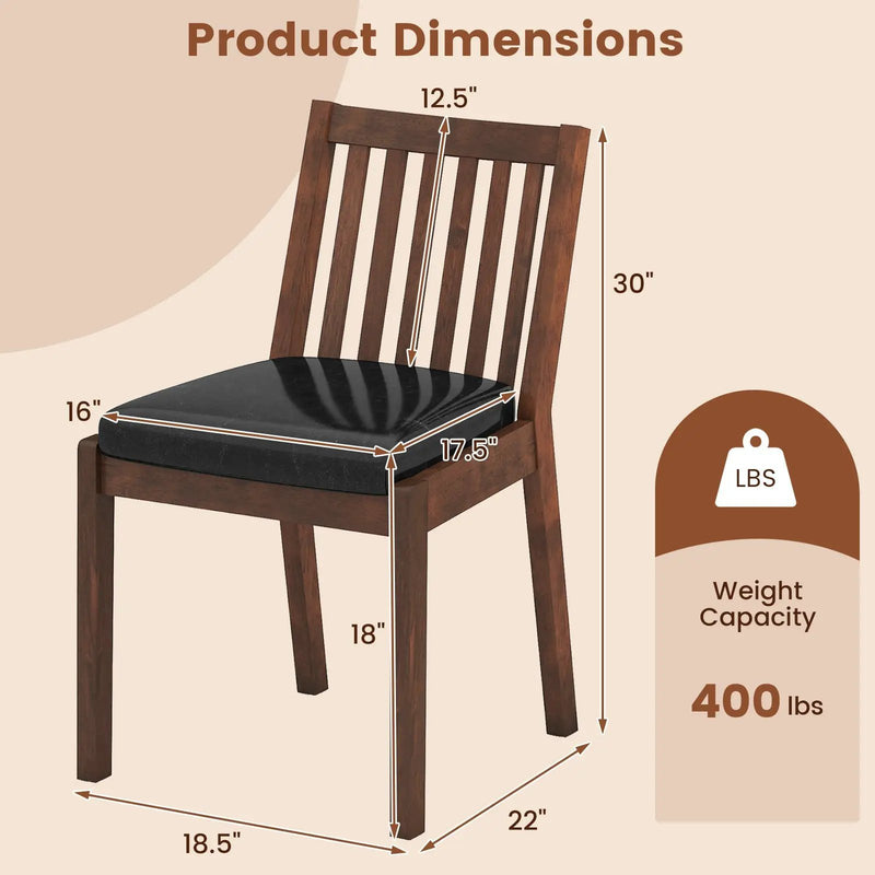 PU Leather Upholstered Dining Chair with Padded Seat Set of 4-Espresso by DirectDeals