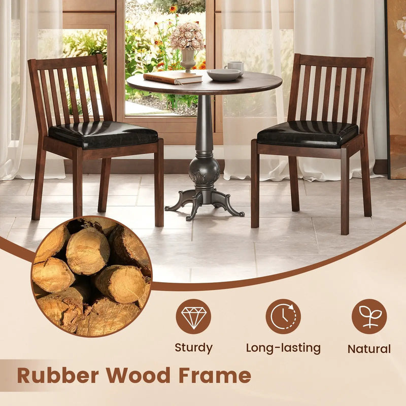 PU Leather Upholstered Dining Chair with Padded Seat Set of 4-Espresso by DirectDeals