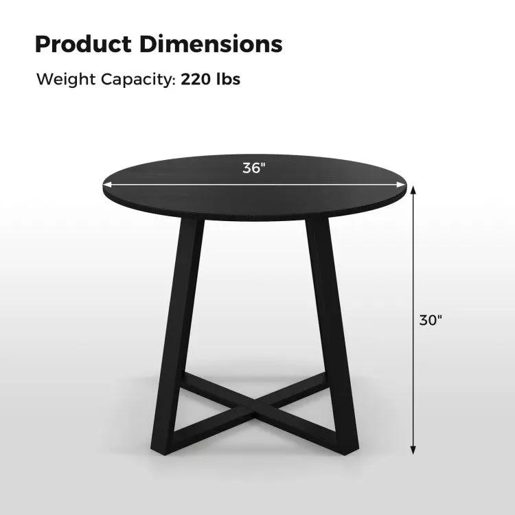 3-Piece Mid-Century Dining Set with 36‚Äù Round Pedestal Table and 2 Farmhouse Rattan Dining Chairs by DirectDeals
