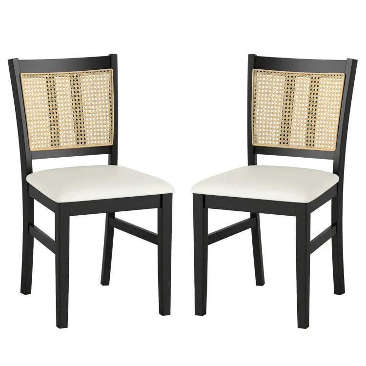 3-Piece Mid-Century Dining Set with 36‚Äù Round Pedestal Table and 2 Farmhouse Rattan Dining Chairs by DirectDeals