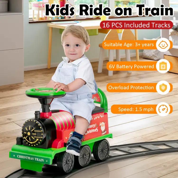 6V Toddler Ride On Train Combo: Track Ride & 2-Seater Carriage Set by DirectDeals
