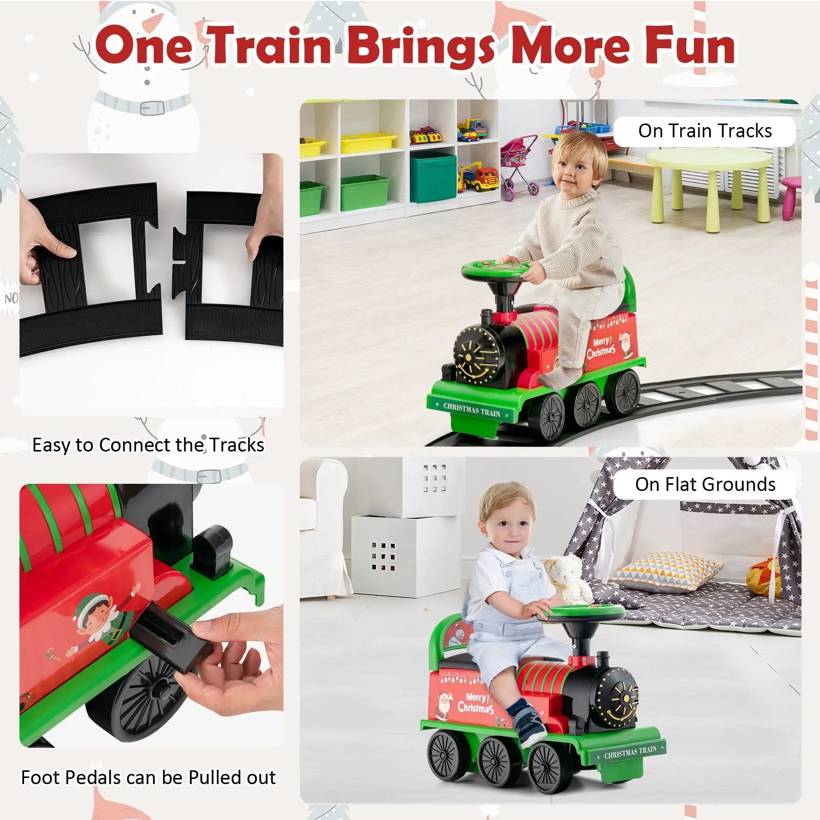 6V Toddler Ride On Train Combo: Track Ride & 2-Seater Carriage Set by DirectDeals