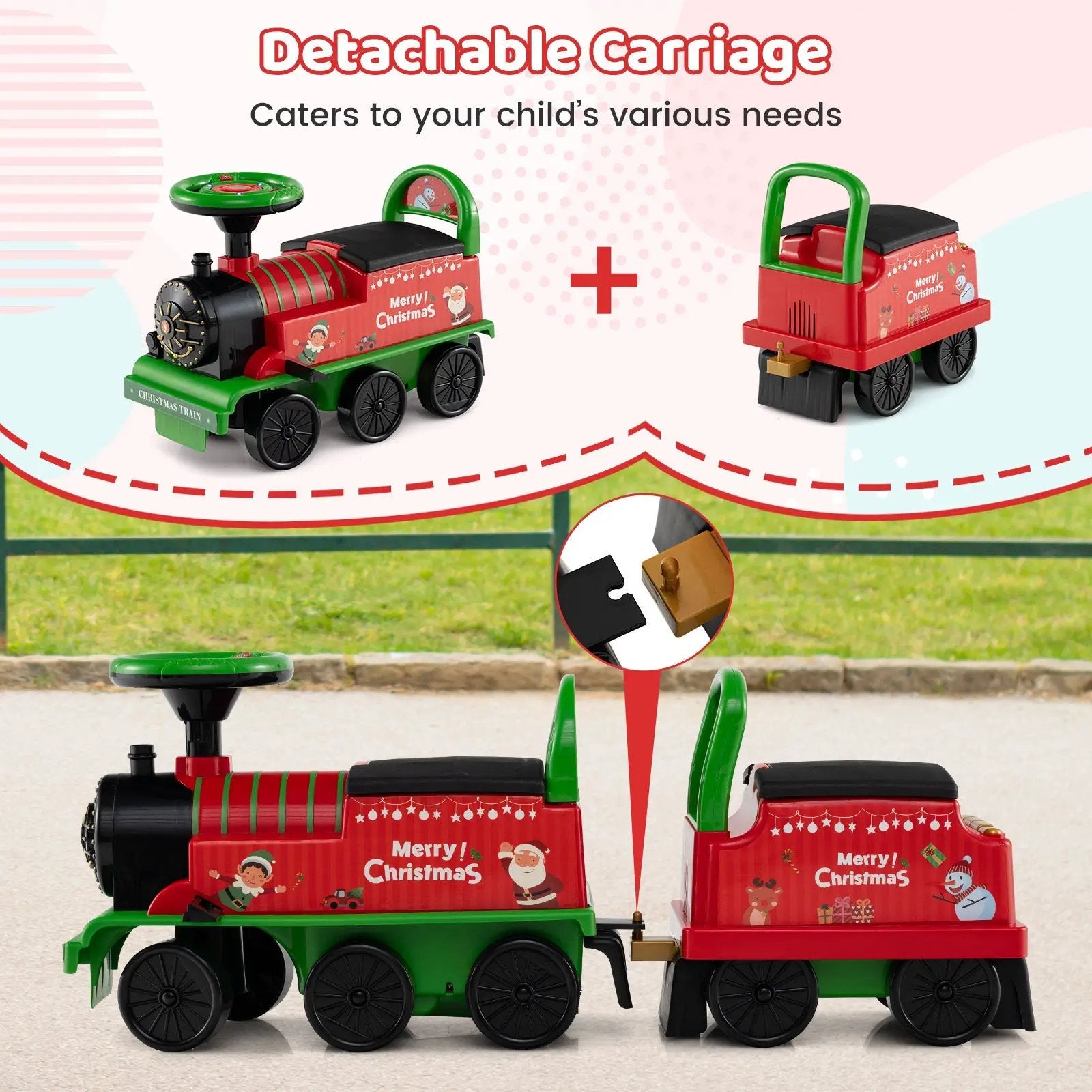 6V Toddler Ride On Train Combo: Track Ride & 2-Seater Carriage Set by DirectDeals