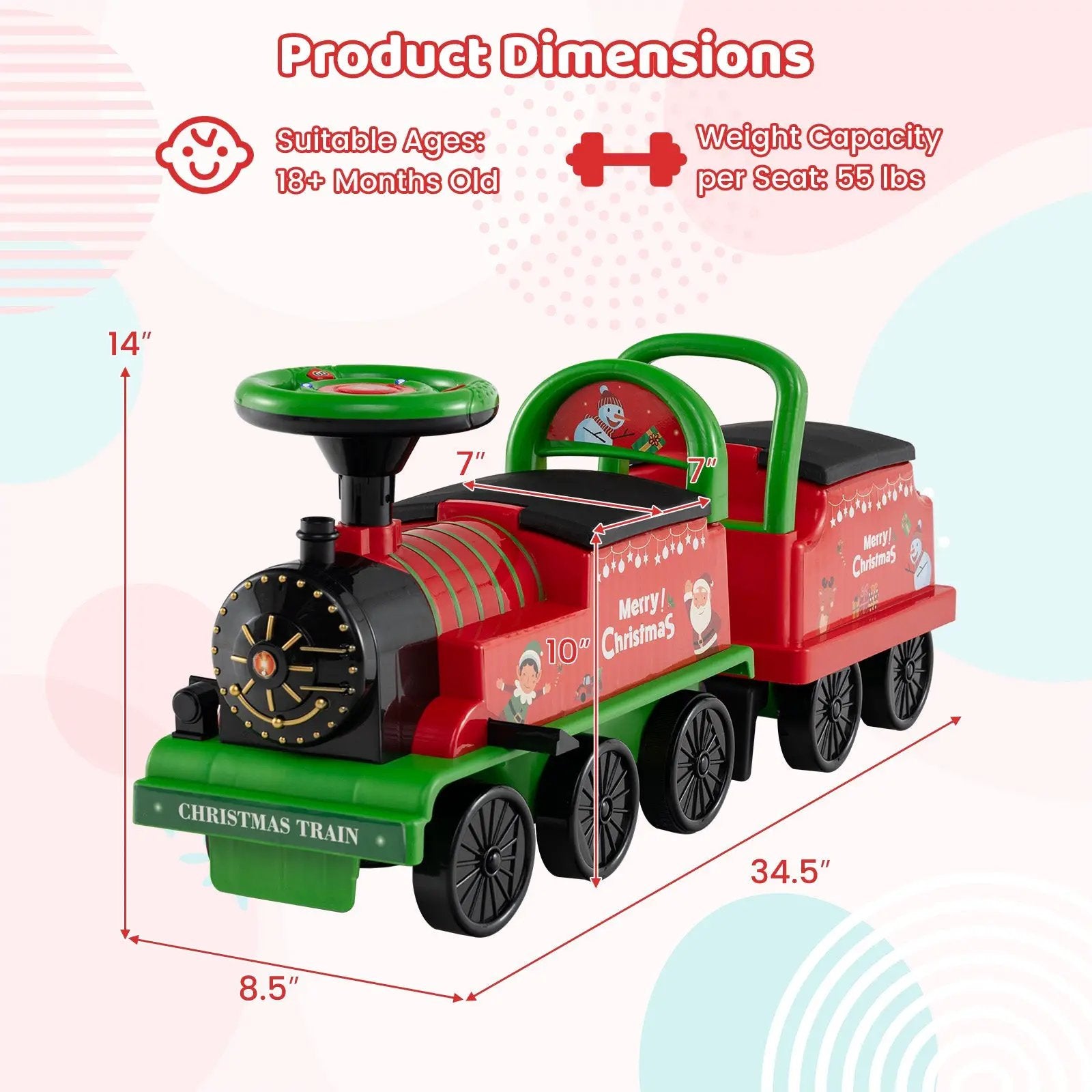 6V Toddler Ride On Train Combo: Track Ride & 2-Seater Carriage Set by DirectDeals
