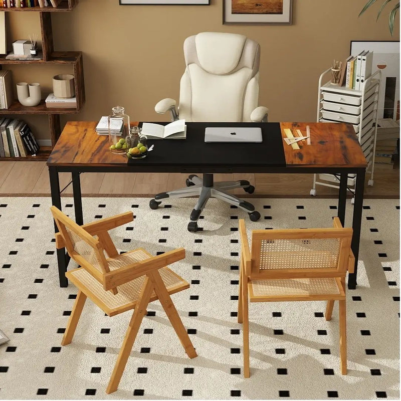 All-in-One Home Office Furniture Bundle - Ergonomic Chair Spacious Desk Multi-Drawer Cart Bookshelf & Accent Chairs by DirectDeals