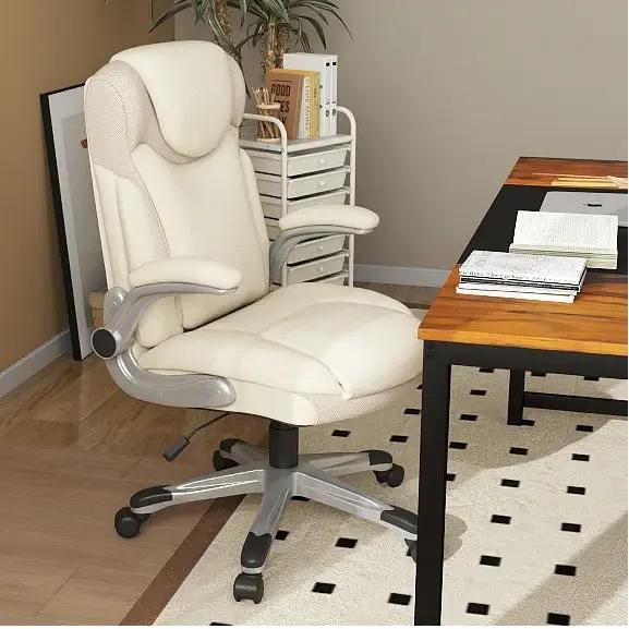 All-in-One Home Office Furniture Bundle - Ergonomic Chair Spacious Desk Multi-Drawer Cart Bookshelf & Accent Chairs by DirectDeals