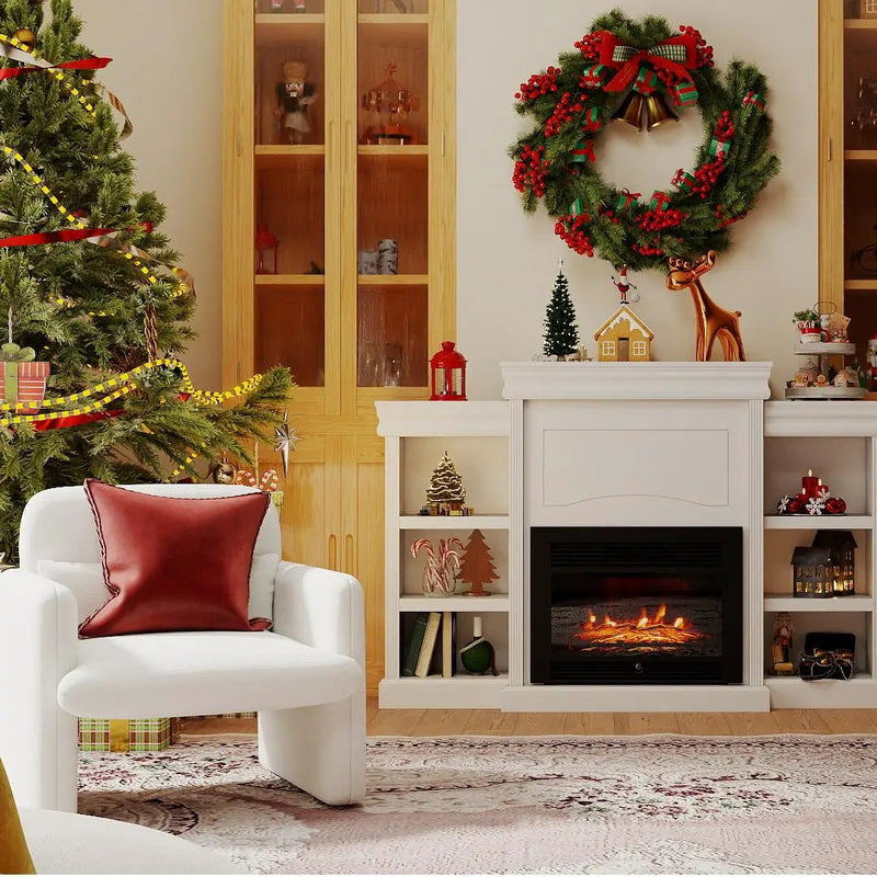 Living Room Set: 70 Inch Media Entertainment Center and Modern Upholstered Chenille Accent Chair by DirectDeals