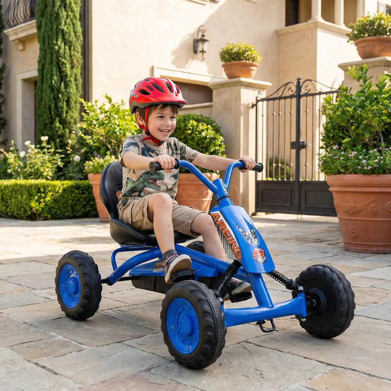 Go Kart for Kids 4 Wheel with Steering Handlebars and Adjustable Seat by DirectDeals