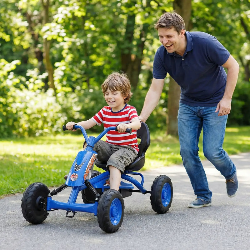 Go Kart for Kids 4 Wheel with Steering Handlebars and Adjustable Seat by DirectDeals