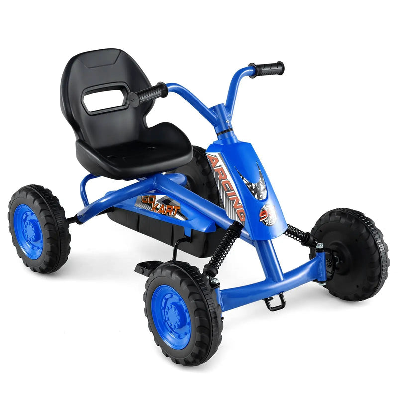 Go Kart for Kids 4 Wheel with Steering Handlebars and Adjustable Seat by DirectDeals