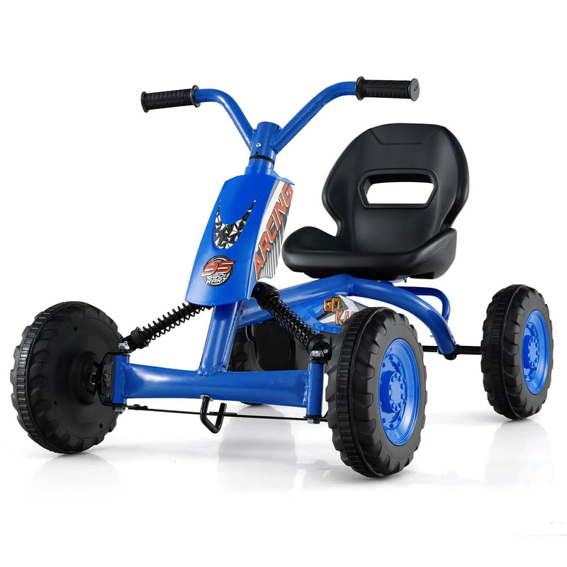 Go Kart for Kids 4 Wheel with Steering Handlebars and Adjustable Seat by DirectDeals