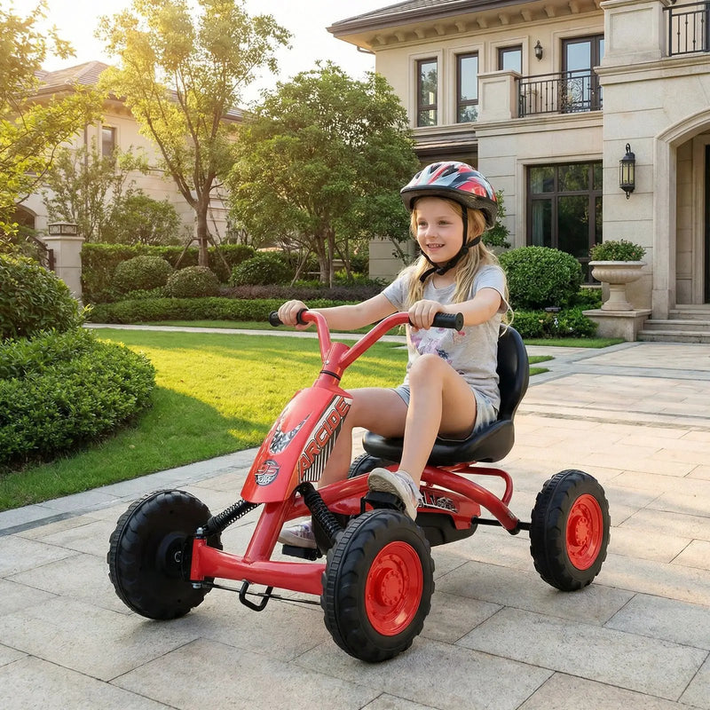 Go Kart for Kids 4 Wheel with Steering Handlebars and Adjustable Seat by DirectDeals