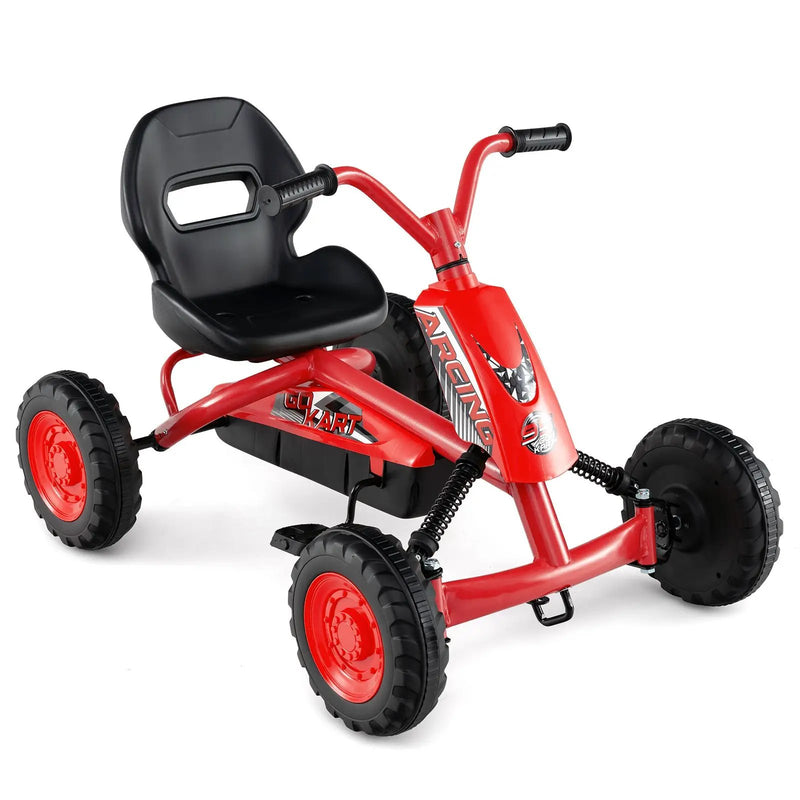 Go Kart for Kids 4 Wheel with Steering Handlebars and Adjustable Seat by DirectDeals