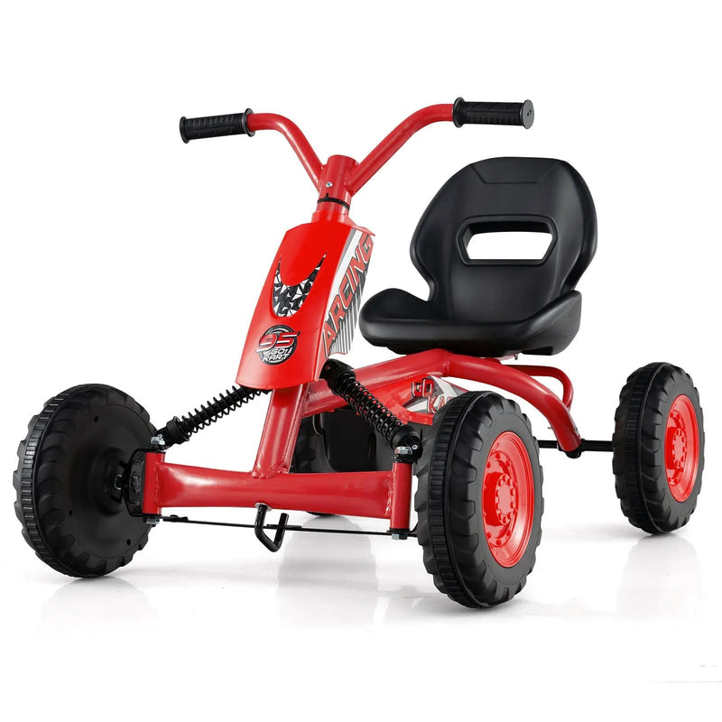 Go Kart for Kids 4 Wheel with Steering Handlebars and Adjustable Seat by DirectDeals