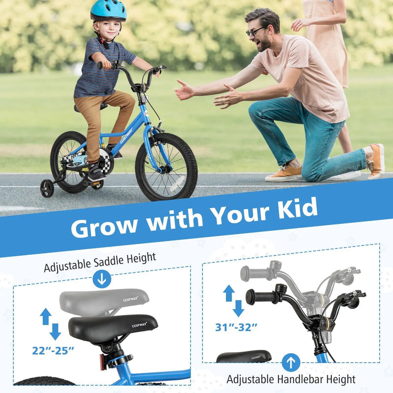 16 Inch Kids Bike Navy with Helmet Protective Set by DirectDeals