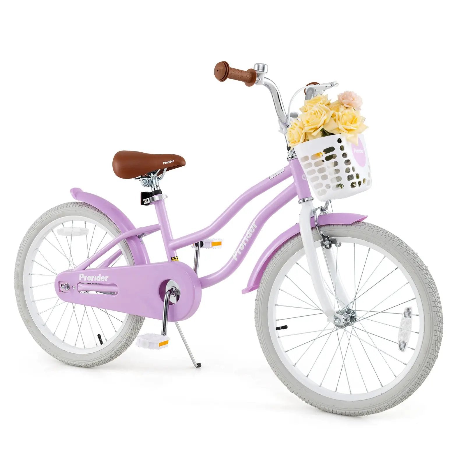 20 Inch Kids Bike with Helmet Protective Set Purple by DirectDeals