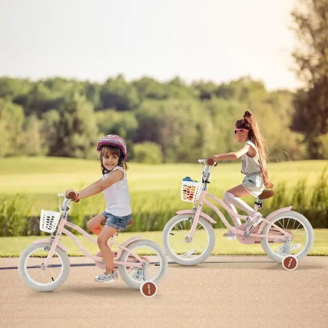 12 Inch Kids Bike with Helmet Protective Set Pink by DirectDeals