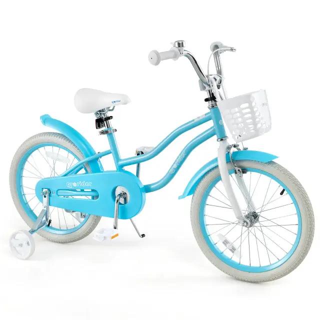 18 Inch Kids Bike with Helmet Protective Set Blue by DirectDeals