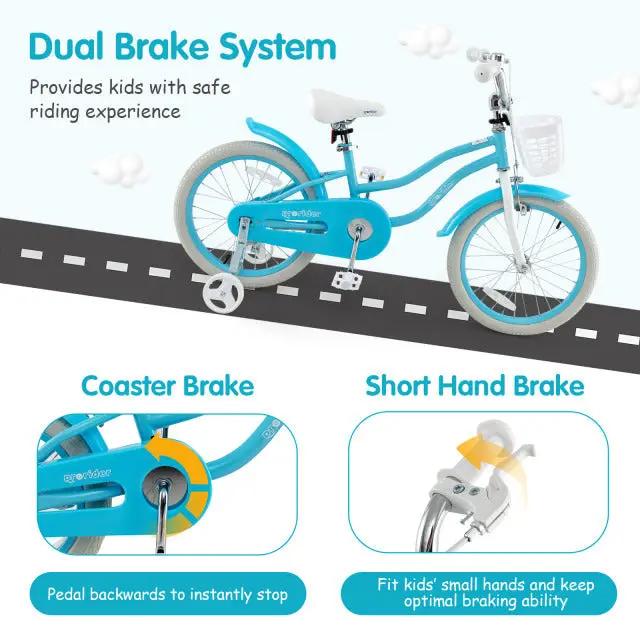18 Inch Kids Bike with Helmet Protective Set Blue by DirectDeals