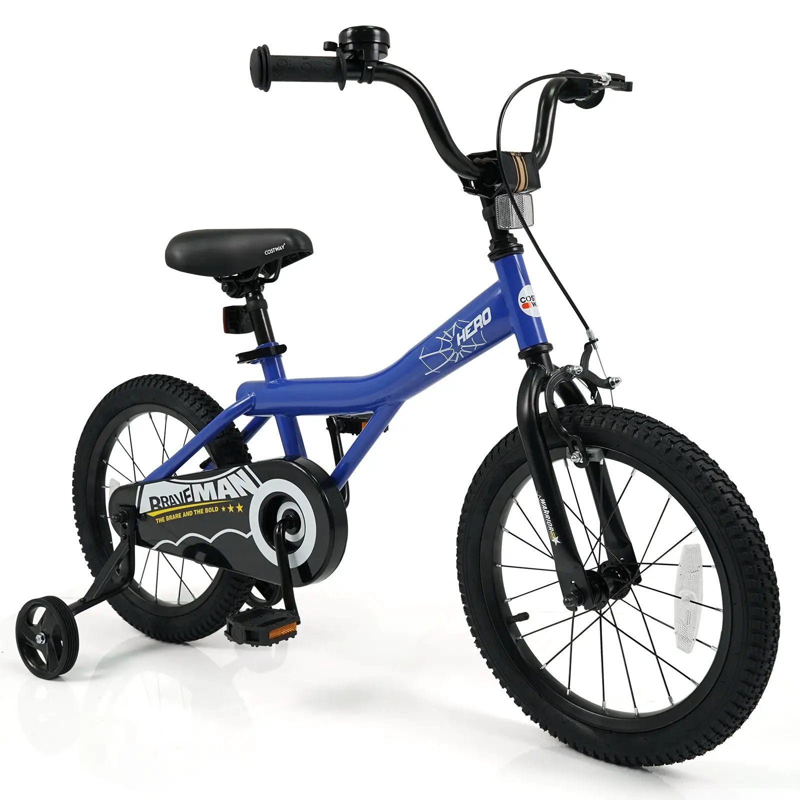 16 Inch Kids Bike with Helmet Protective Set Dark Blue by DirectDeals