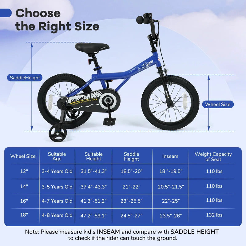 16 Inch Kids Bike with Helmet Protective Set Dark Blue by DirectDeals