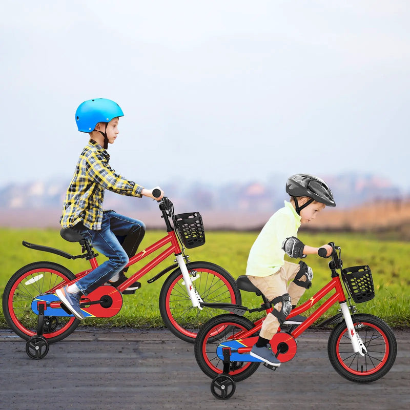 14 Inch Kids Bike Red with Pink Helmet Protective Set by DirectDeals