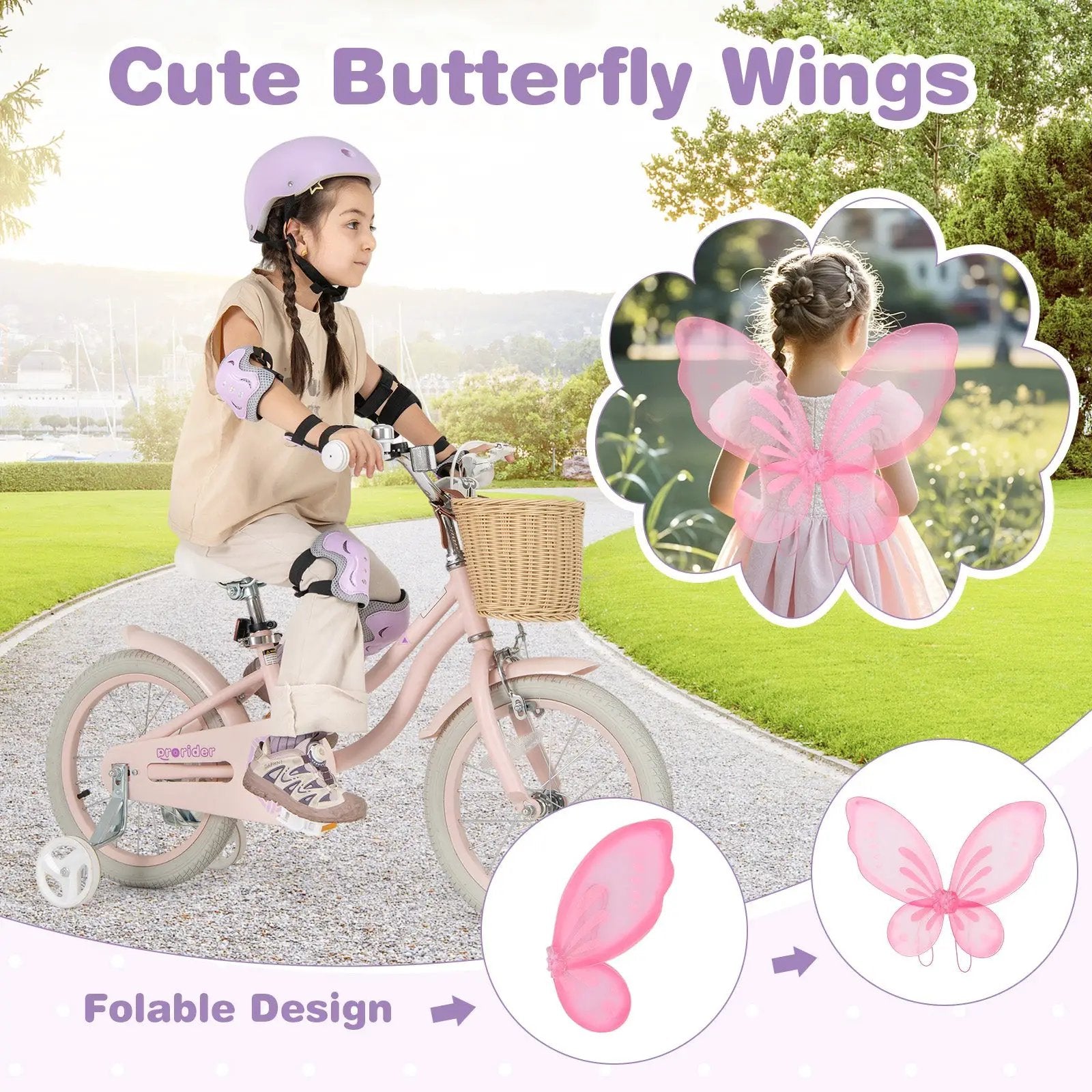 14 Inch Kids Bike Red with Pink Helmet Protective Set by DirectDeals