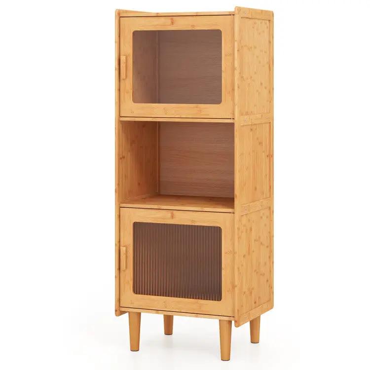 3-Piece Modern Dining Room Set: Wooden Dining Chairs + Bamboo Sideboard Cabinet + Tall Storage Cabinet by DirectDeals